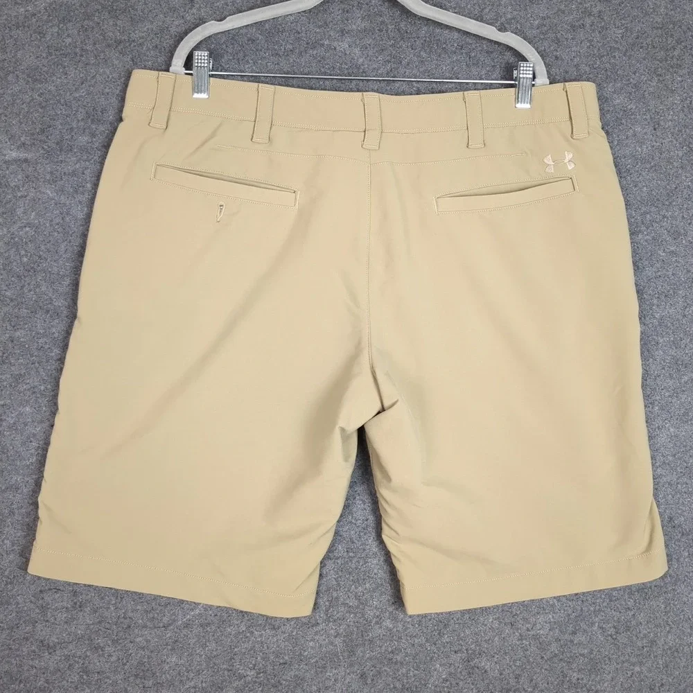 Under Armour Mens HeatGear Match Play Golf Shorts Khaki Tan Loose Fit Size 40